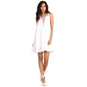 Show Me Your Mumu NWT $136 Rancho Mirage Lace Up Tunic Dress, White Women's M